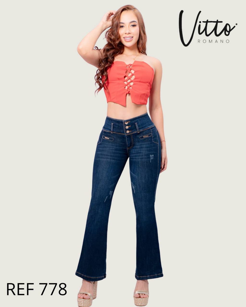 778  Jeans bota ancha,elástico