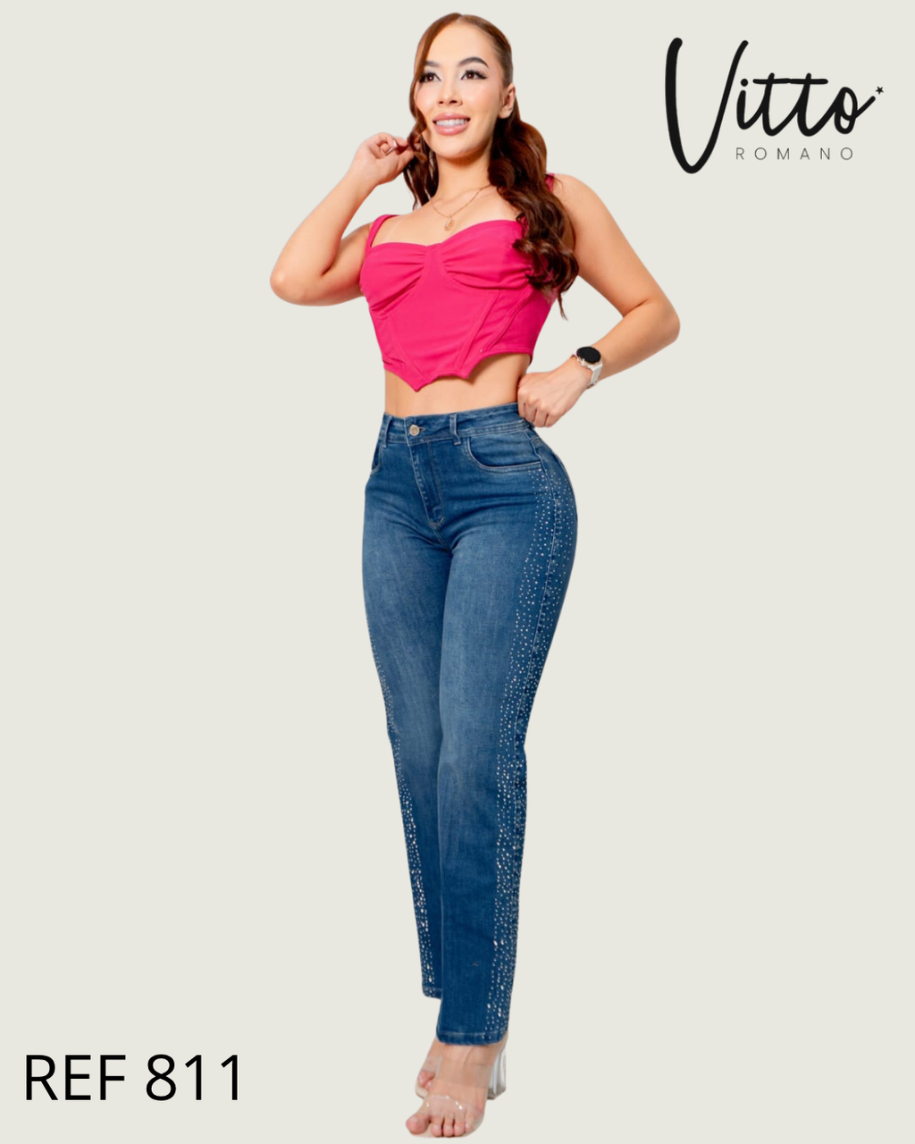 811  Jeans bota recta,elástico