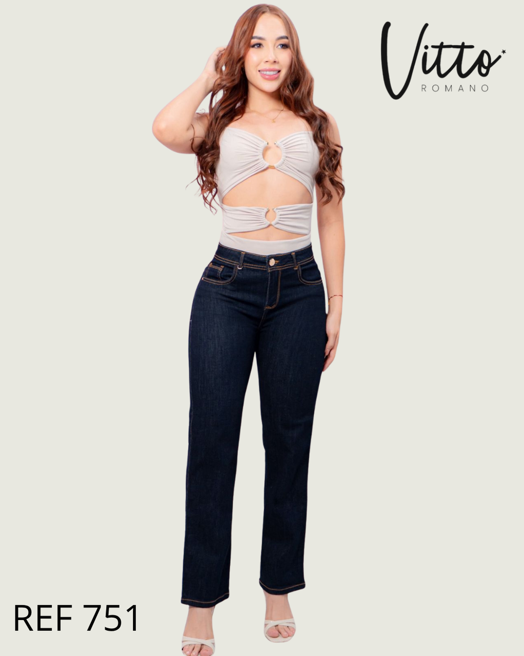 751  Jeans bota recta,elastico
