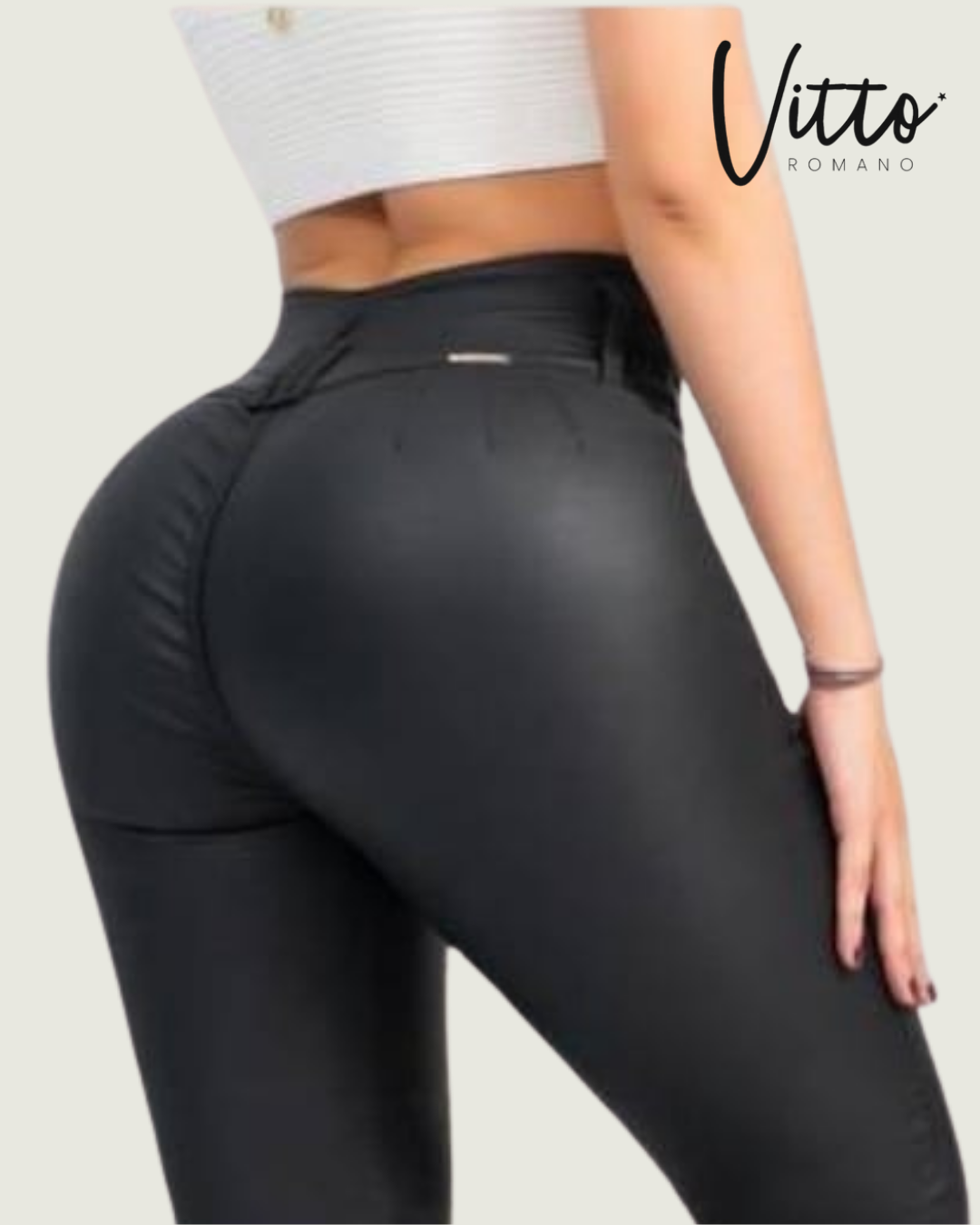 Jeans efecto cuero,elastico