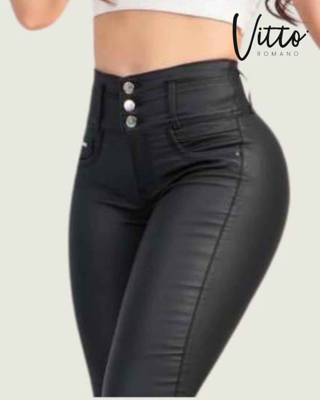 Jeans efecto cuero,elastico